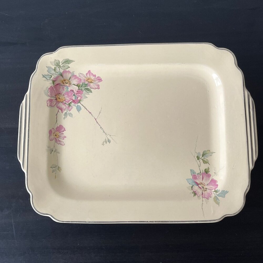 Homer Laughlin Briar Rose Platter // Art Deco // 12" Long // Vintage 1930s